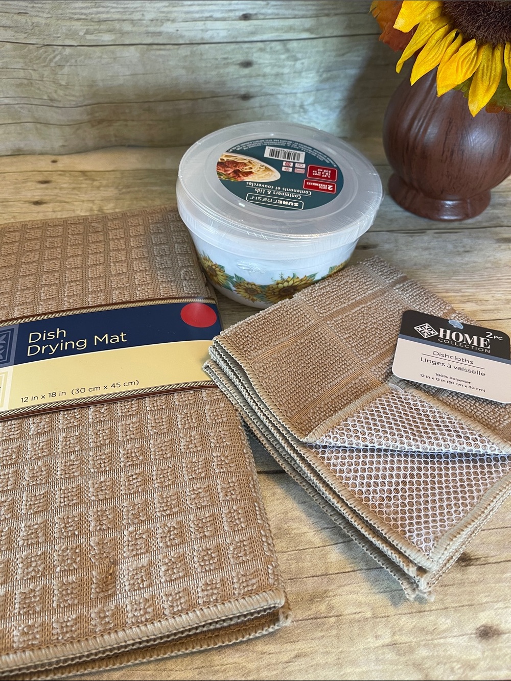 12 Pc. Set Sunflower & Light Brown Kitchen Towel Set & a Bit More - Picture 3 of 12